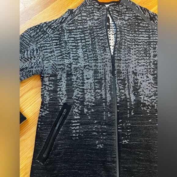 Adidas Womens Z.N.E Pulse Sweater Jacket Knit Wool Blend Ombre Grey Black Large - Picture 6 of 8